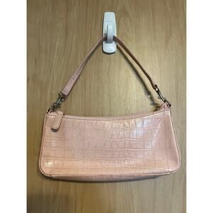 Giani Bernini Pink Faux Leather Shoulder Mini Bag Croc Pattern Y2K